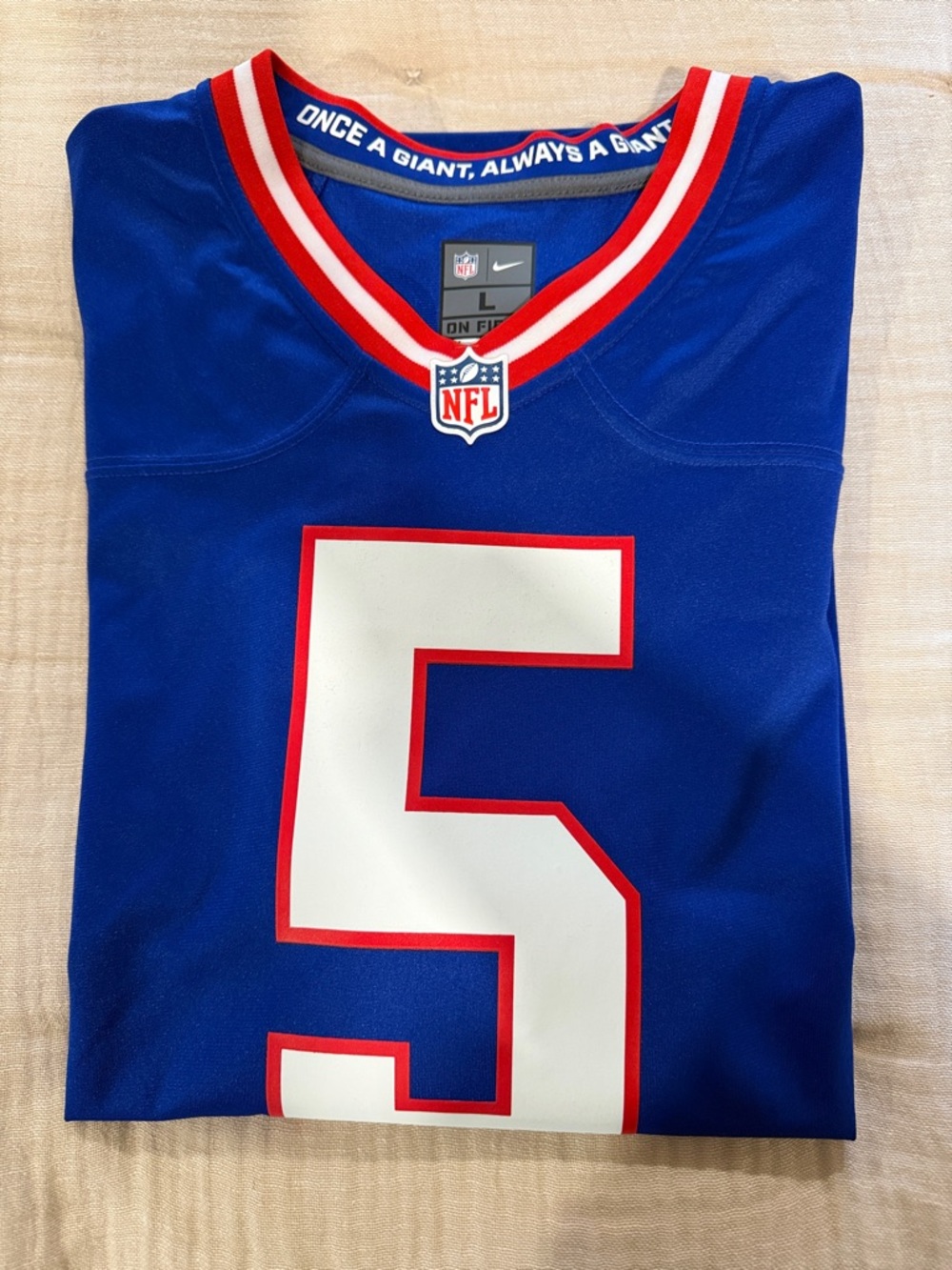 Nike Blue Football Jersey with White & Red Accents, Number 5